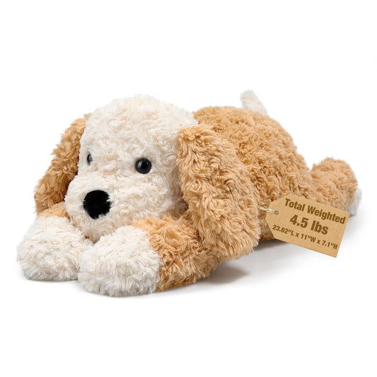 Bobbie & Laxi Weighted Stuffed Animals for Adults & Kids, 24" & 4.5lbs Sitting & Laying Dog Plush Toys Pillows with Removable Bag, Companion Gift for Boys and Girls, Puppy Plushies