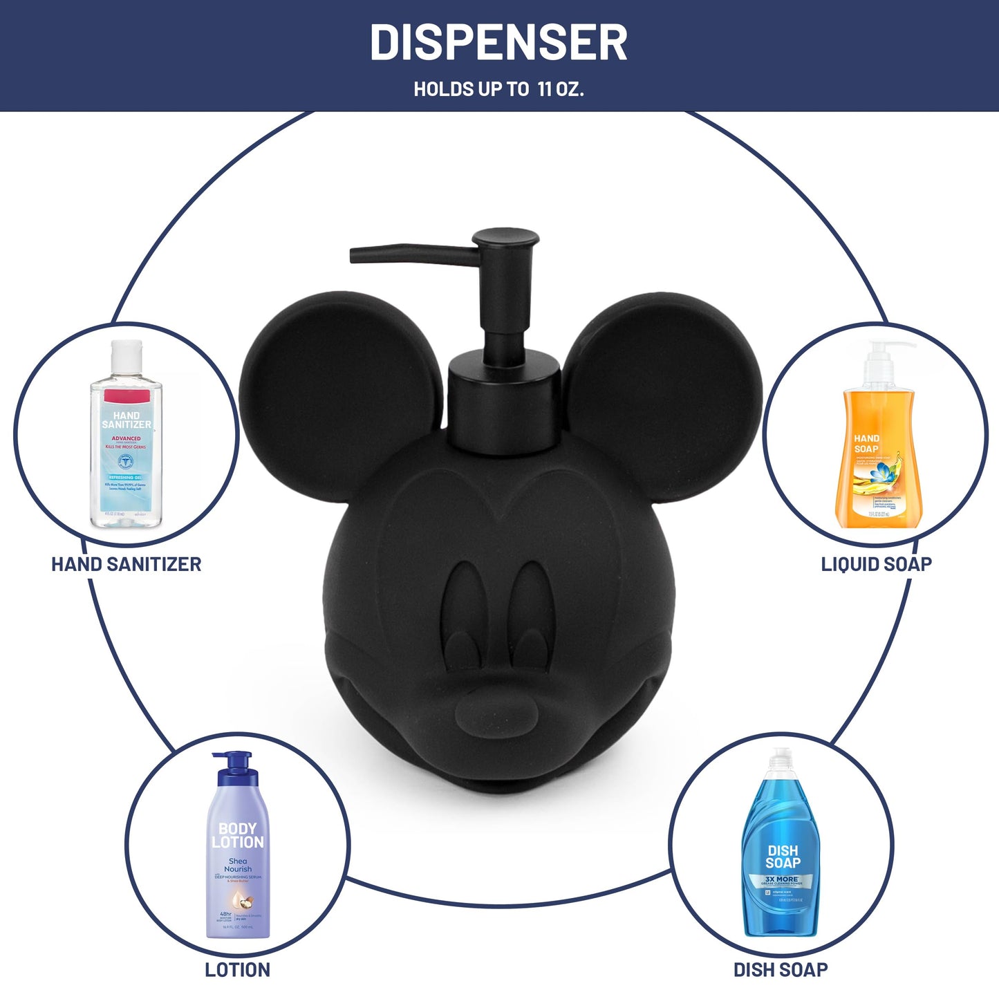 Jay Franco Disney Mickey Mouse Bathroom Organizer Set - 4 Piece Red, Black and White Accessories Includes Resin Soap Dispenser, Soap Dish, Toothbrush Holder and Tumbler - Bathroom Décor