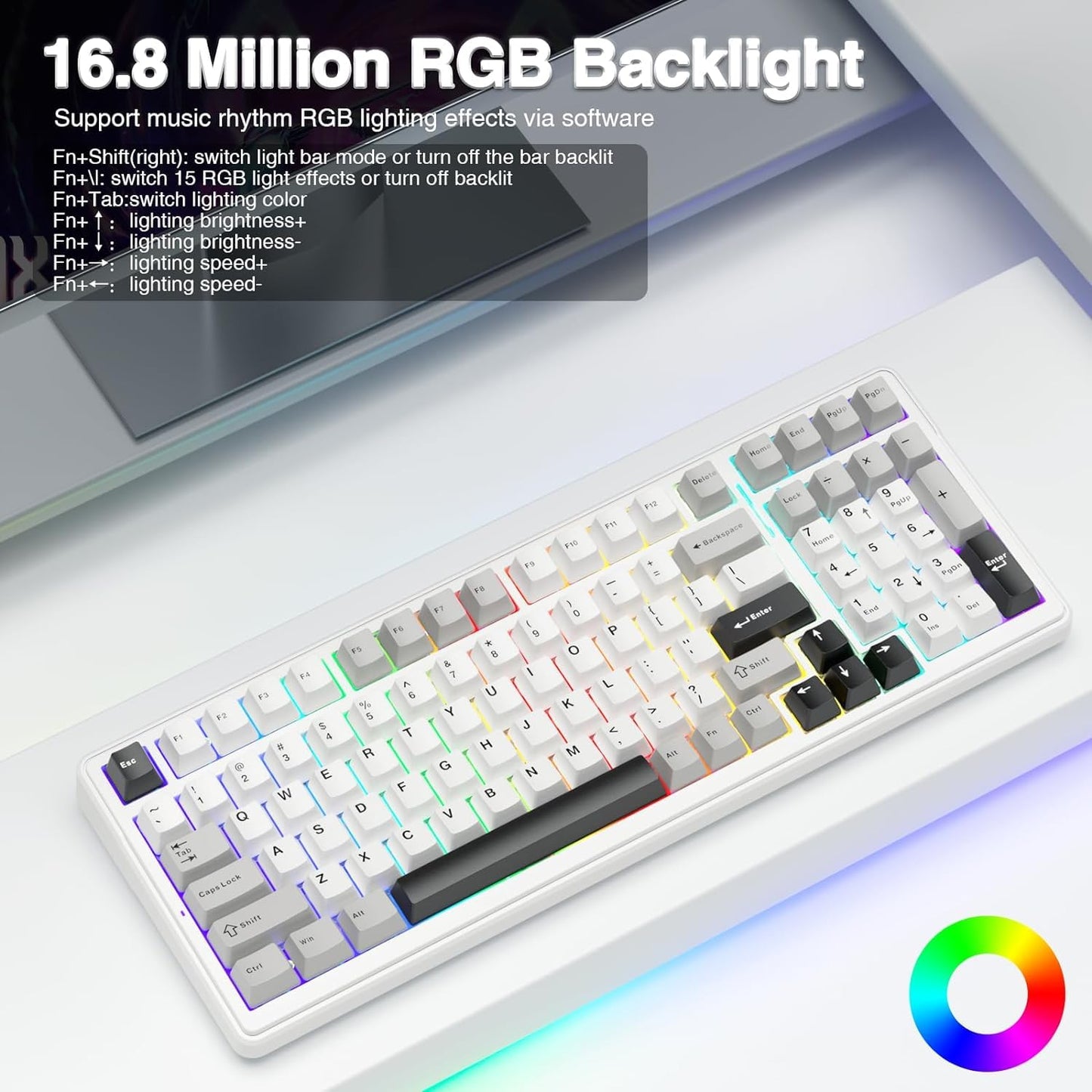 AULA F99 Wireless Mechanical Keyboard,Tri-Mode BT5.0/2.4GHz/USB-C Hot Swappable Custom Keyboard,Pre-lubed Linear Switches,Gasket Structure,RGB Backlit Gaming Keyboard for PC/Tablet/PS/Xbox