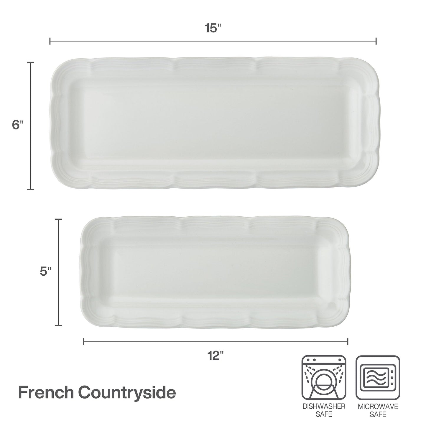 Mikasa French Countryside Bread Tray Serving Platters, Set of 2, 12 Inch and 15 Inch