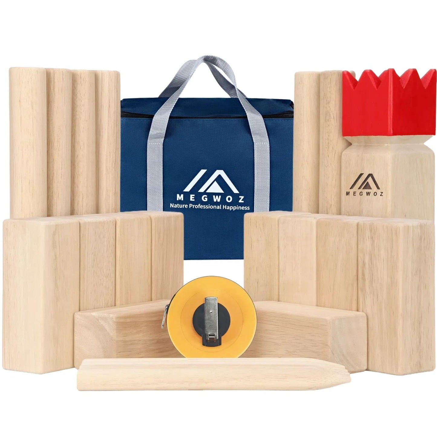 Megwoz Kubb Yard Game Outdoor Games Viking Chess for Kids and Adults New Zealand Pine Wooden Toss Game with Carrying Case, Backyard Lawn Game with Measuring Tape for Family Kids Adults