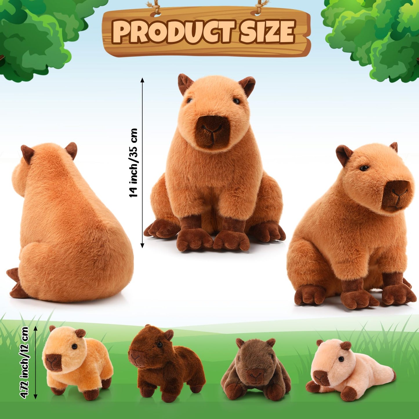 Hollowfly 5 Pcs Capybara Stuffed Animals Capybara Plush Set Gift for Kids Mommy with 4 Cute Babies Inside Soft Stuffed Plushies for Boys Girls Birthday Party Favors(Dark Color)