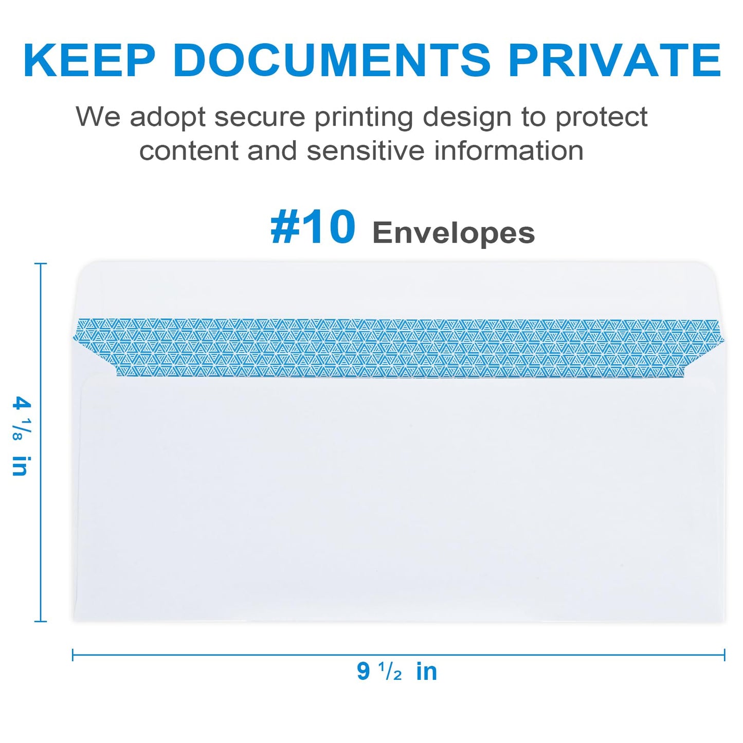 Vivin #10 Self-Seal Security-Tinted Business Envelopes for Privacy Documents, Home & Office, 4-1/8 x 9-1/2 Inches, No Window, 24 LB, White, 750 Packs
