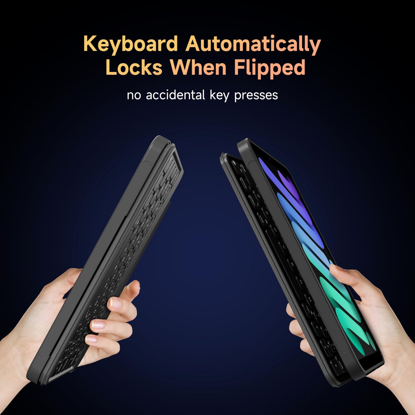 HOU Keyboard Case for iPad Mini 7/6, 156° Adjustable Stand, Detachable Full Protective Case for iPad Mini 7/6, 11 Shortcut Keys, 7 Color Backlight, Silicone PU, Multifunction, Bluetooth