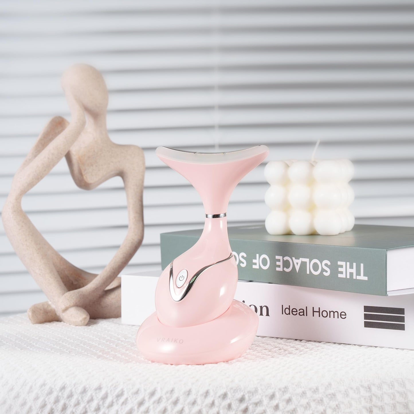 VRAIKO Iris Neck Face Massager, Pro Face Sculpting Tool with Charging Base, All-in-1 Facial Device for Enhanced Absorption, Radiance, Contouring, Elasticity, Home Facial Spa (Pink)