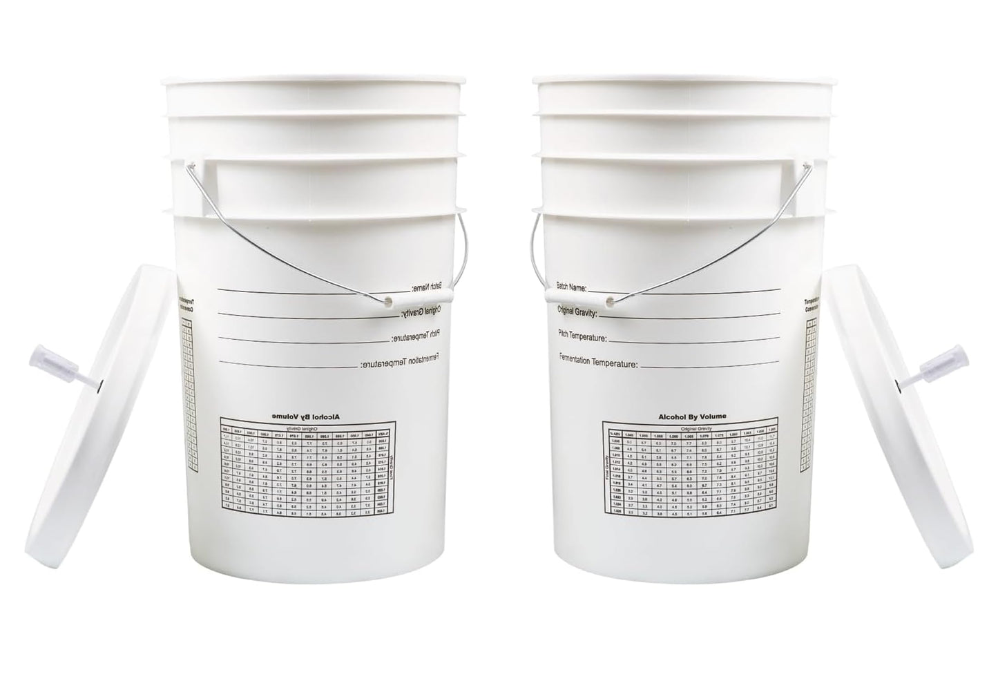 FastRack 2-Pack 6.5 Gallon Fermentation Bucket with Lid & Airlocks | White | BPA-Free Food-Grade HDPE Brew Buckets with Grommeted Lids for Beer, Wine, Mead & Cider