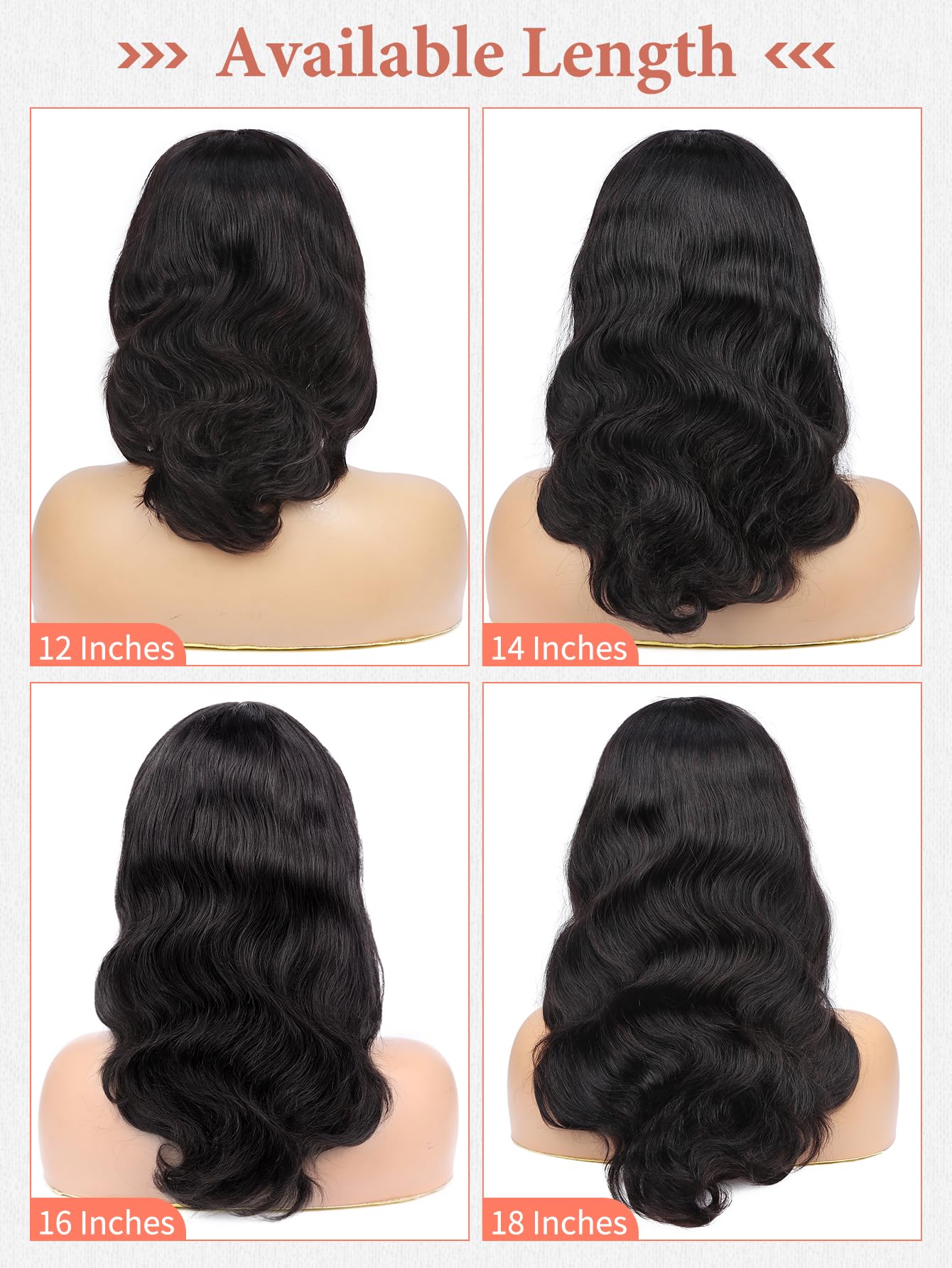 WIGNEE Natural Wave Wigs with Bangs 100% Brazilian Human Hair Fashion Wave Wigs Natural Black (14 Inch)