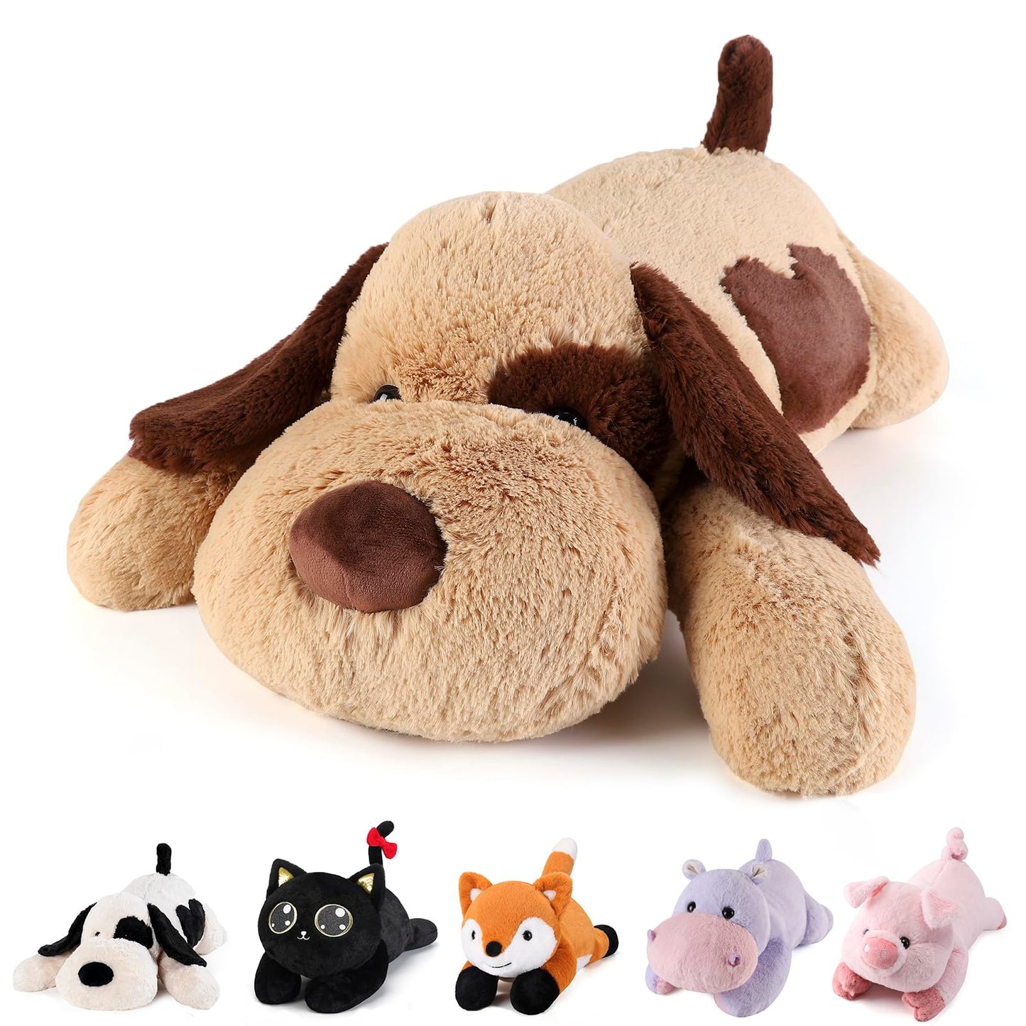 meowtastic Brown Dog Weighted Stuffed Animals - 22 Inch 4.5 Pounds Weighted Plush Dog Stuffed Animals - Big Stuffed Dog Weighted Plush Pillow - Cute Plush Toys Gifts for Kids & Adults (22" 4.5 lbs)