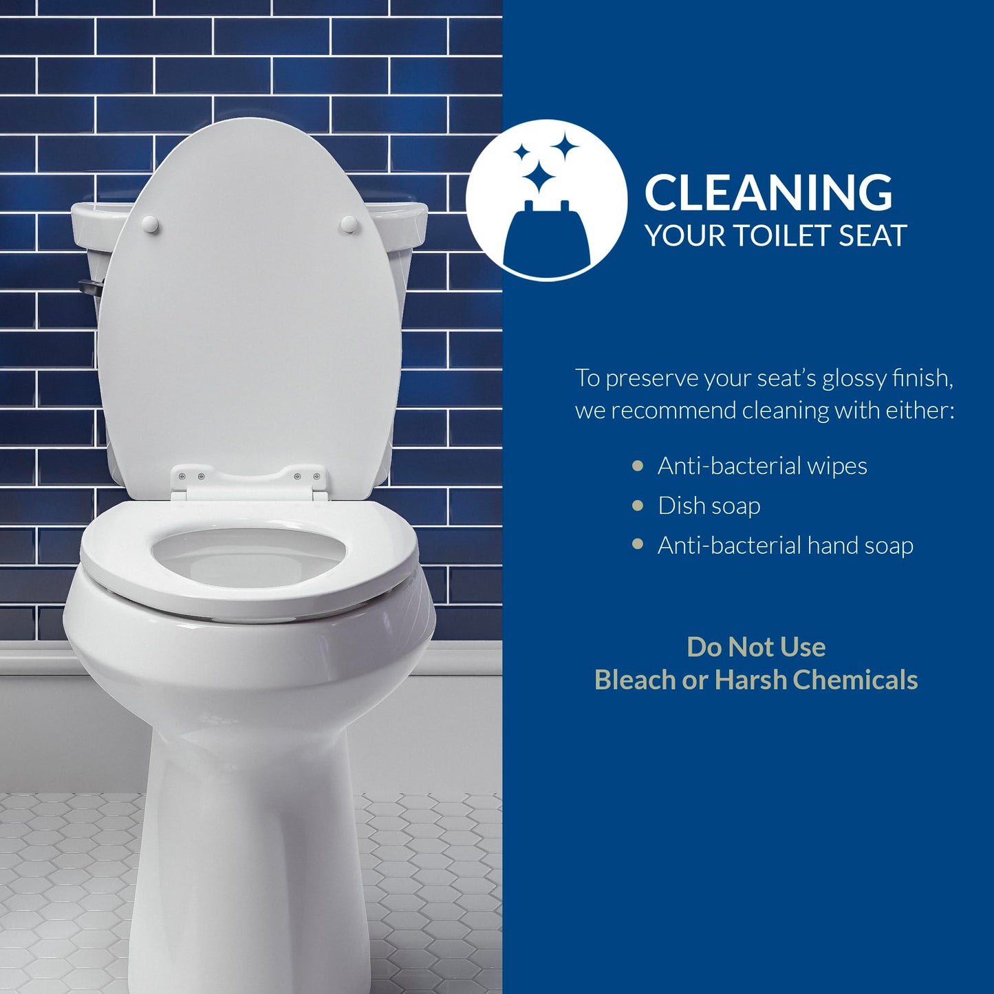 Bemis 1500EC Durable Wood Toilet Seat with Easy Clean Hinges, Made in USA, Elongated, White, 2-Pack