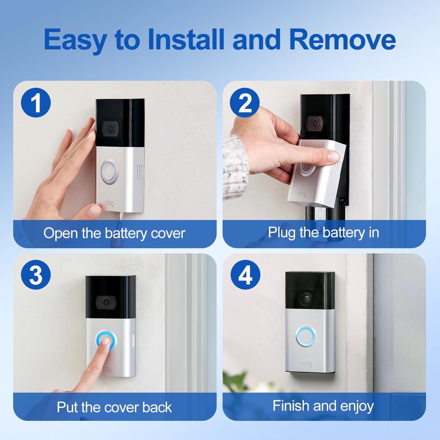 PoweLyt 2 Packs for Ring Battery 6040mAh Replacement Video Doorbell Battery and 3-Channel Charger Station Compatible with Video Doorbell 2/3/4/3 Plus,Stick Up Cam/Solar(All gens),Peephole Cam