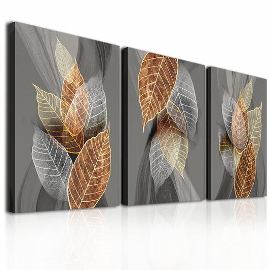 Canvas Wall Art For Living Room Family Wall Decorations For Kitchen Modern Bathroom Wall Decor Black Paintings Abstract Leaves Pictures Artwork Inspirational Canvas Art Bedroom Home Decor 3 Pieces