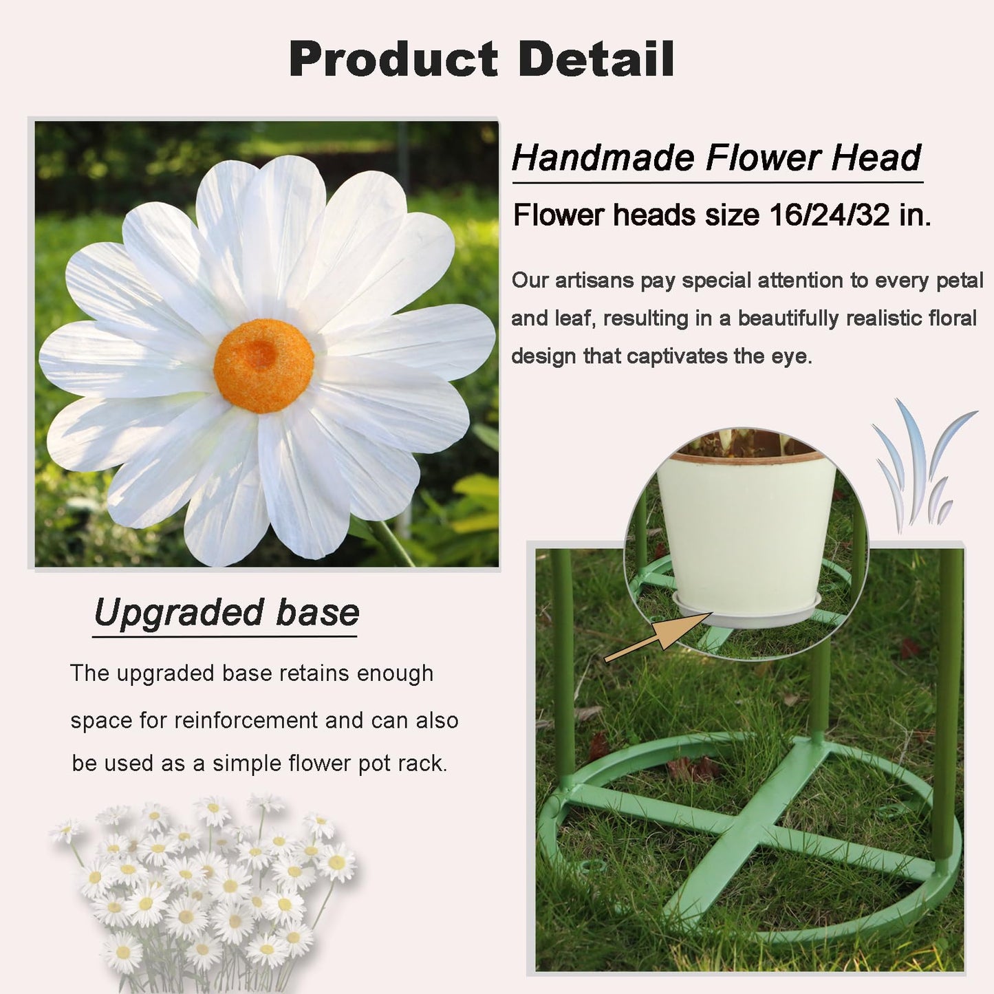 YOFNIRG Large Daisy Flowers Artificial 5.9 Ft Giant Paper Flowers Decoration Big Flowers Decor for Birthday Party Garden Office Home Wedding Graduation Shop Window Display(White)