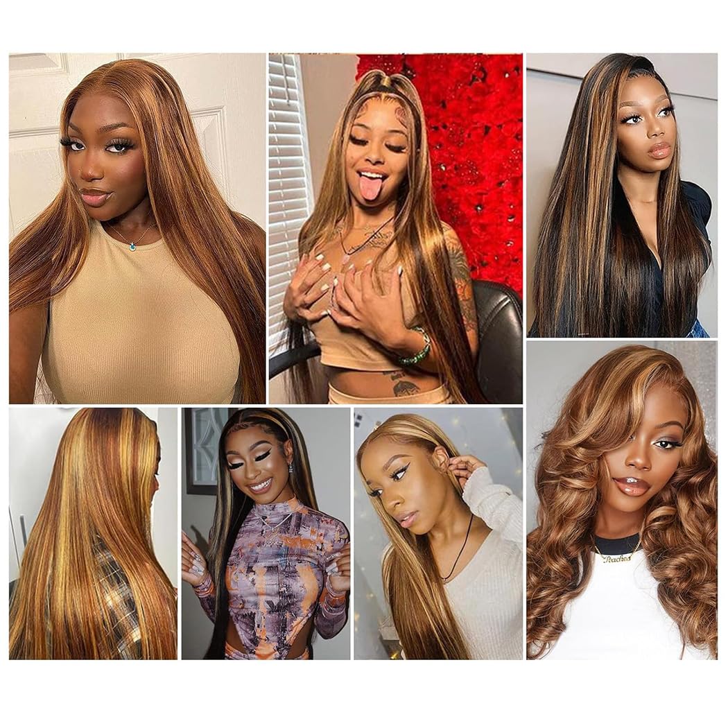 Koreyo Highlight Lace Front Wig Pre Plucked 13x4 HD Glueless Honey Blonde Lace Front Wig for Women Natural Looking Synthetic Heat Resistant Fiber Lace Wig (26 Inch)