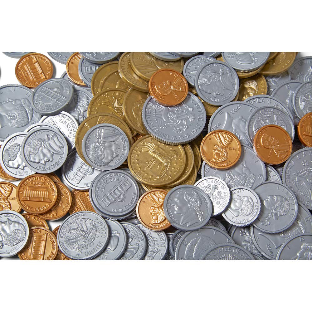 hand2mind Play Money for Kids, Realistic Fake Plastic Coins Set, Great for Pretend Play Money, Game Money Or Counting Money (Bulk Classroom Set of 500), Multi (866)