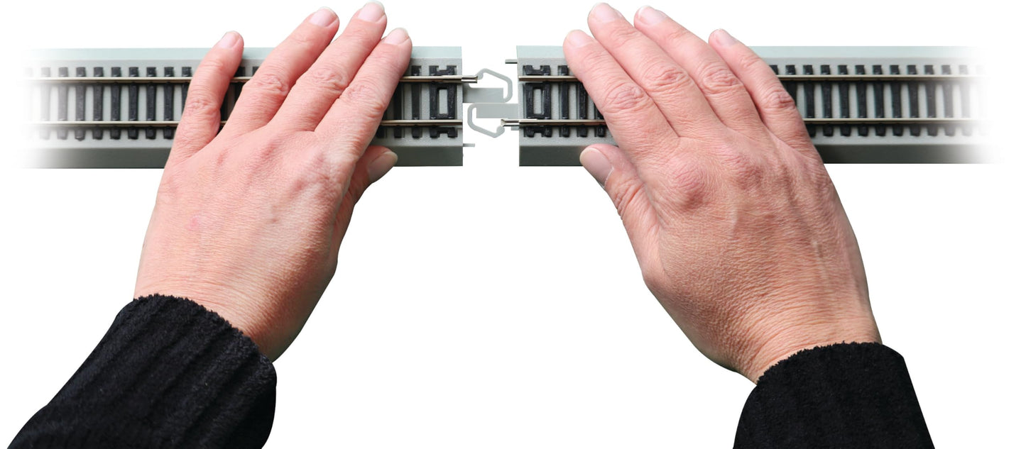 Bachmann Trains - E-Z COMMAND DCC EQUIPPED TURNOUT – LEFT - NICKEL SILVER E-Z TRACK With Grey Roadbed - HO Scale, Medium