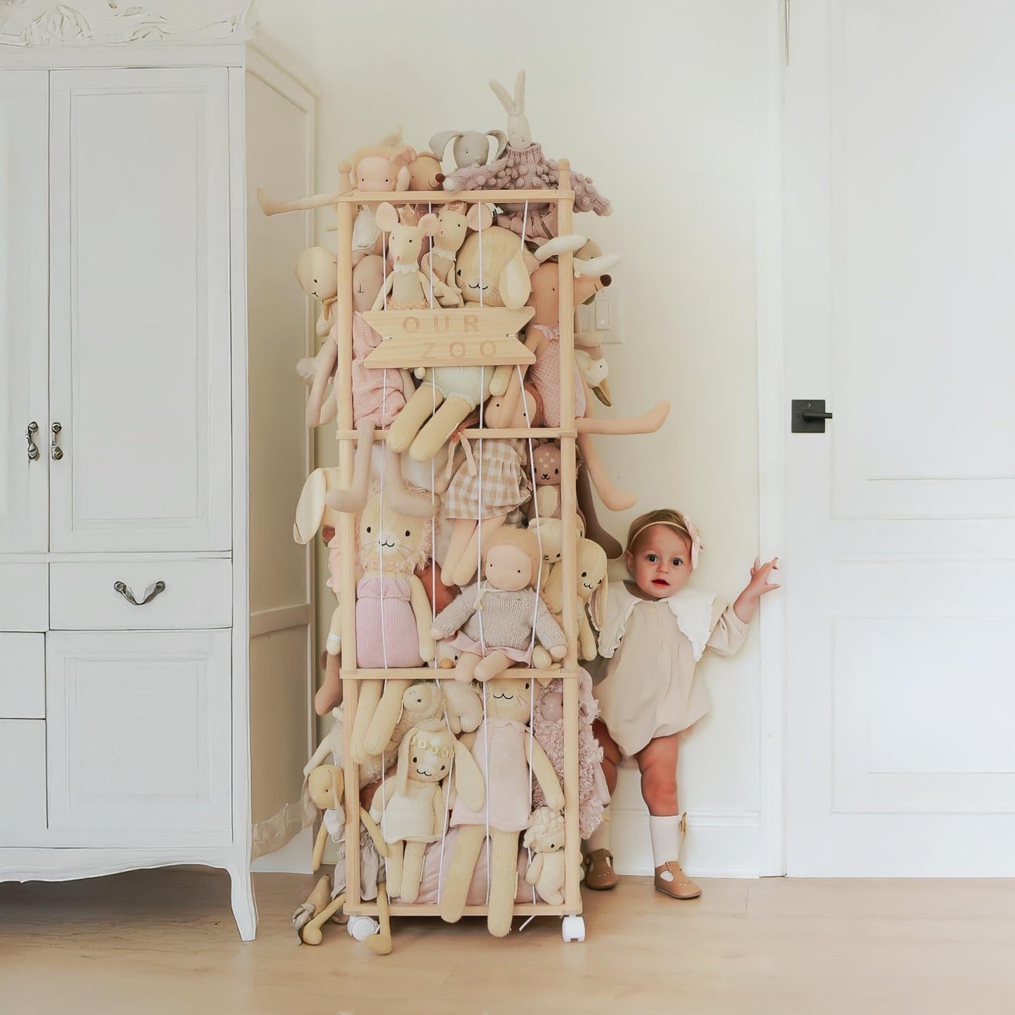 Mloong Stuffed Animal Storage, Wood Stuffed Animal Zoo Storage,Space Save Toy Organizer, Extra Large Capacity Plush Toy Cage,Stuffed Animal Holder,Gift for Nursery Playroom Kidroom Bedroom-54 inch