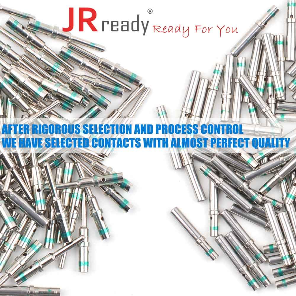 JRready ST6118 DT Connector Terminal Kit Contact Size 16, Male Pins 0460-215-16141/Female Sockets 0462-209-16141 Solid Contacts Wire Gauge 14-20 AWG, 100 Pairs