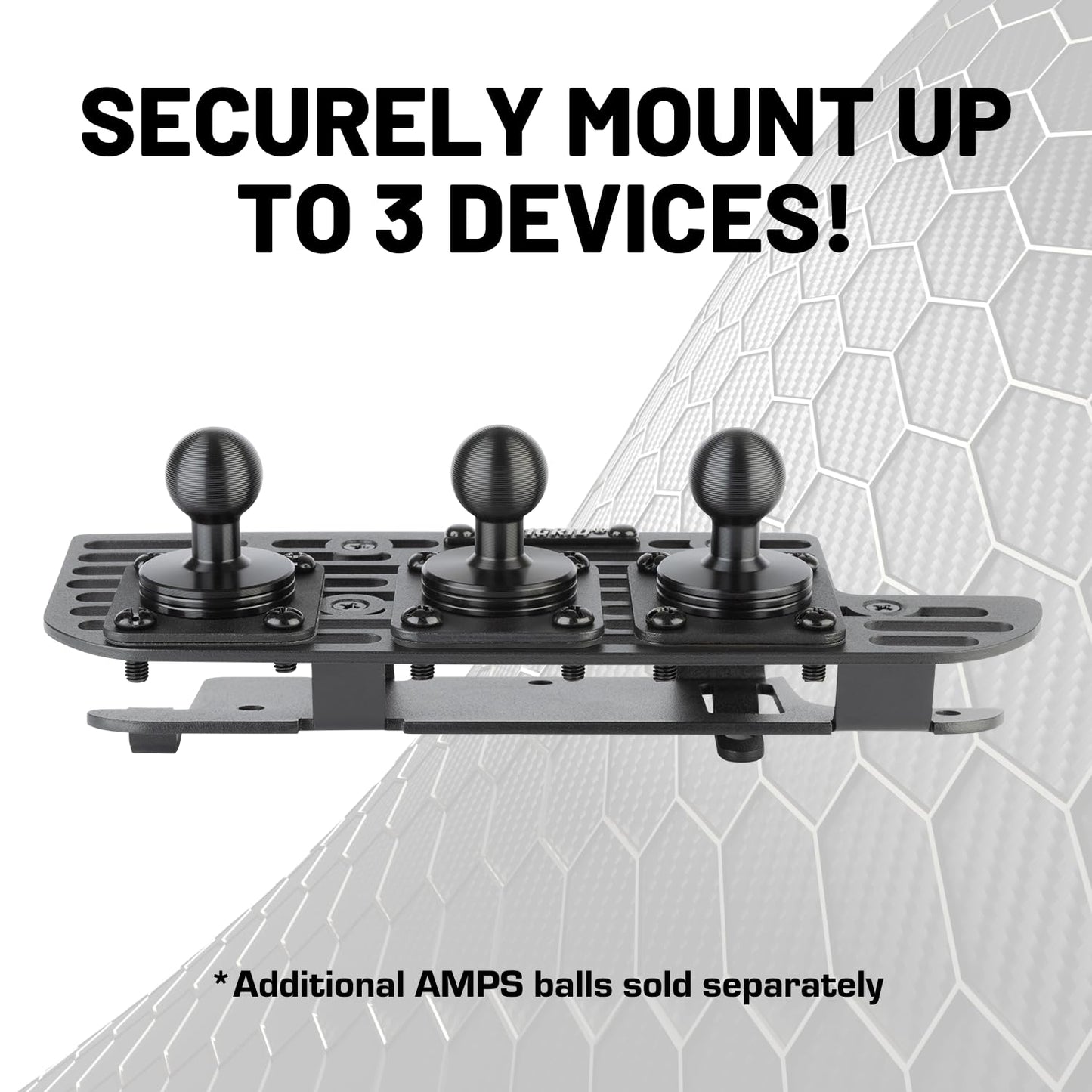 Bulletpoint Dash Mount Cell Phone Holder RAM Truck Compatible (2019+ 1500, 2500, 3500 and TRX) with 20mm Ball Mount - Compatible with iPhone and Android Smartphones (RubiGrid v2 Multi-Device Mount)
