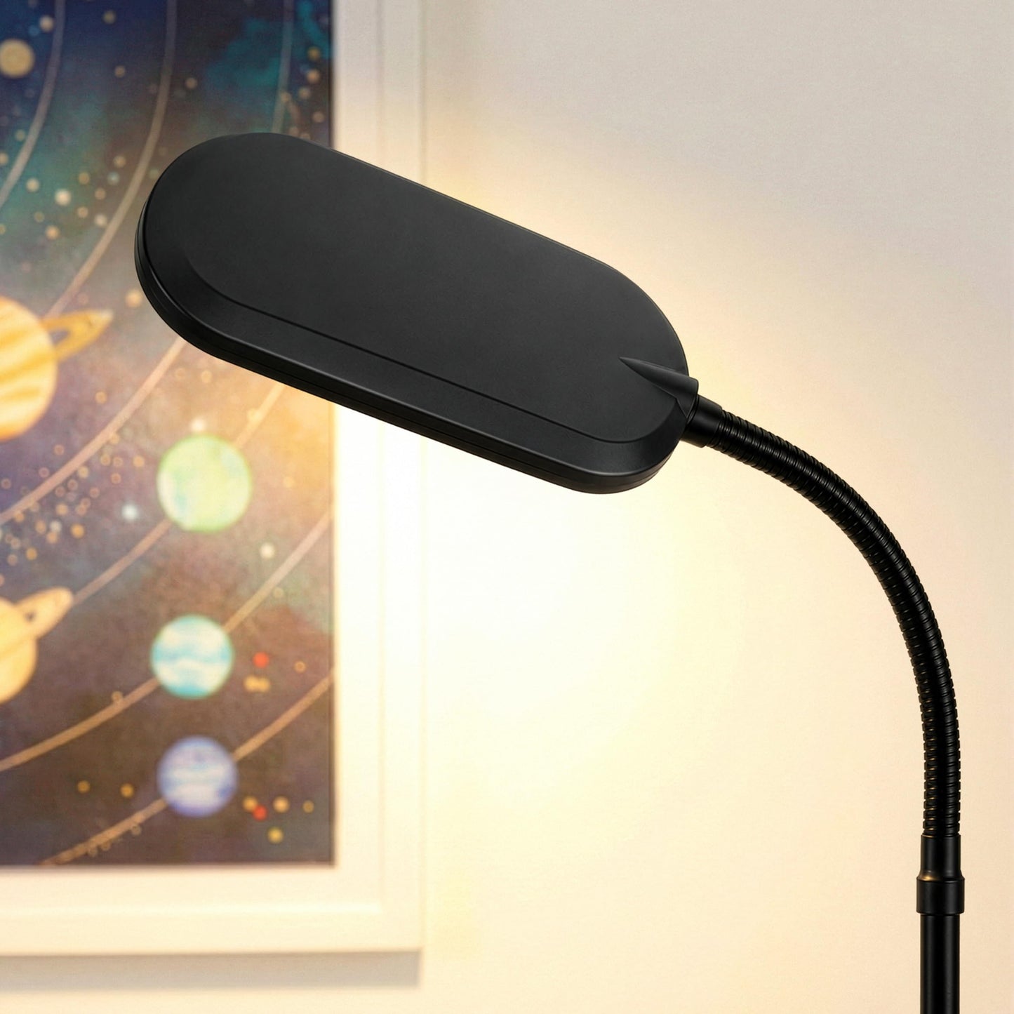 Brightech Litespan Slim LED Floor Reading Lamp - Tall with Adjustable Gooseneck, Dimmable for Living Rooms, Offices & Bedrooms - Black