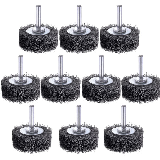 10 Pack Wire Wheel Brush Wire Wheel Brush for Drill Attachment, Rocaris 2 Inch Heavy Duty Wire Brushes Removal Paint Rust & Corrosion, 0.0118" Carbon Steel Wire, 1/4in Shank, 20000RPM