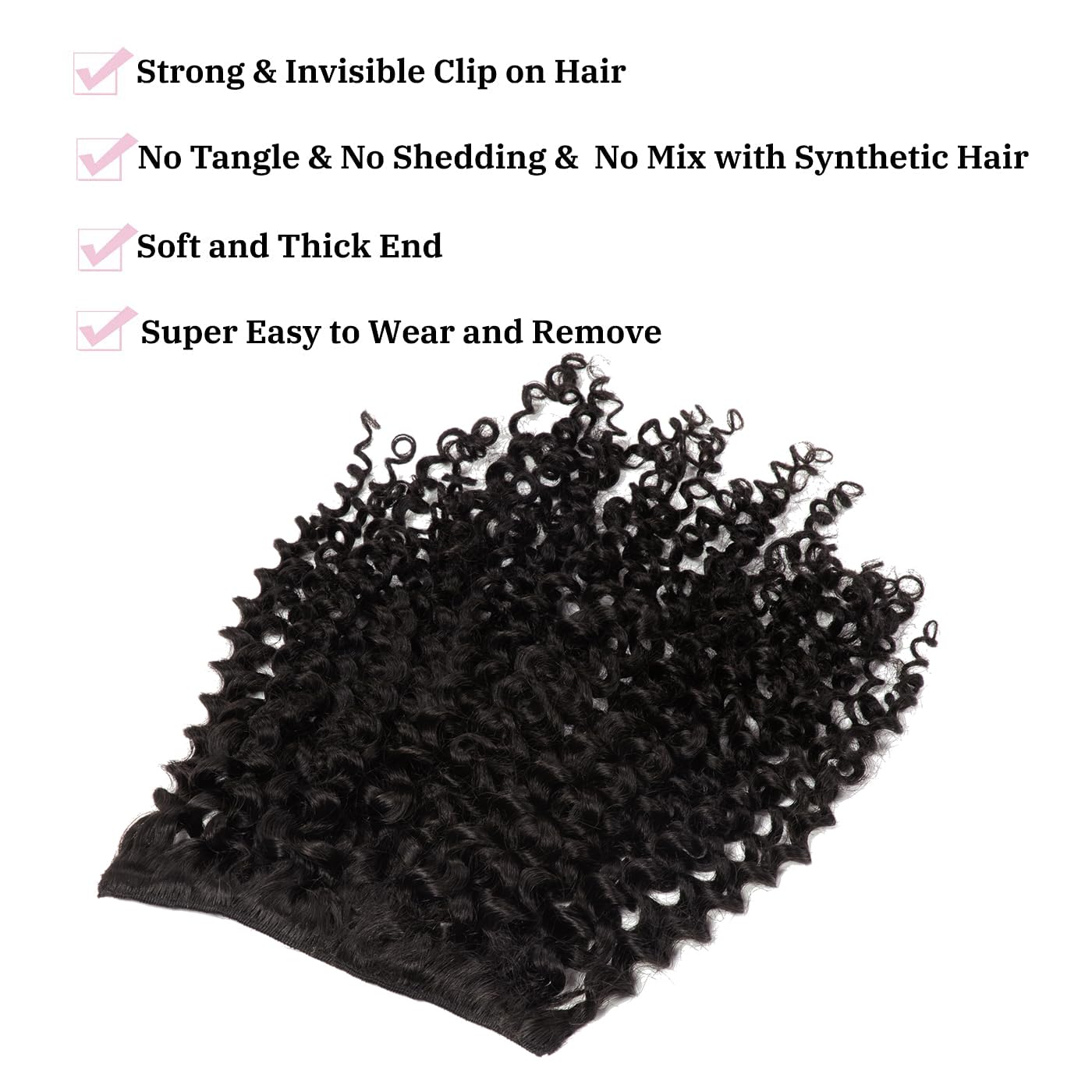 Loxxy Clip in Human Hair Extensions for Women Natural Black Real Human Hair Curly Clip in Hair Extensions with Double Weft 22inch Jerry Curly Clip in Hair Extensions 120g Per Pack #1B
