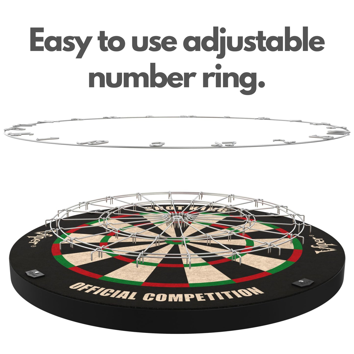 Viper by GLD Products Shot King Regulation Bristle Steel Tip Dartboard Set with Bullseye Metal Radial Spider Wire Compressed Sisal Board with Rotating Number Ring Includes 6 Darts Black