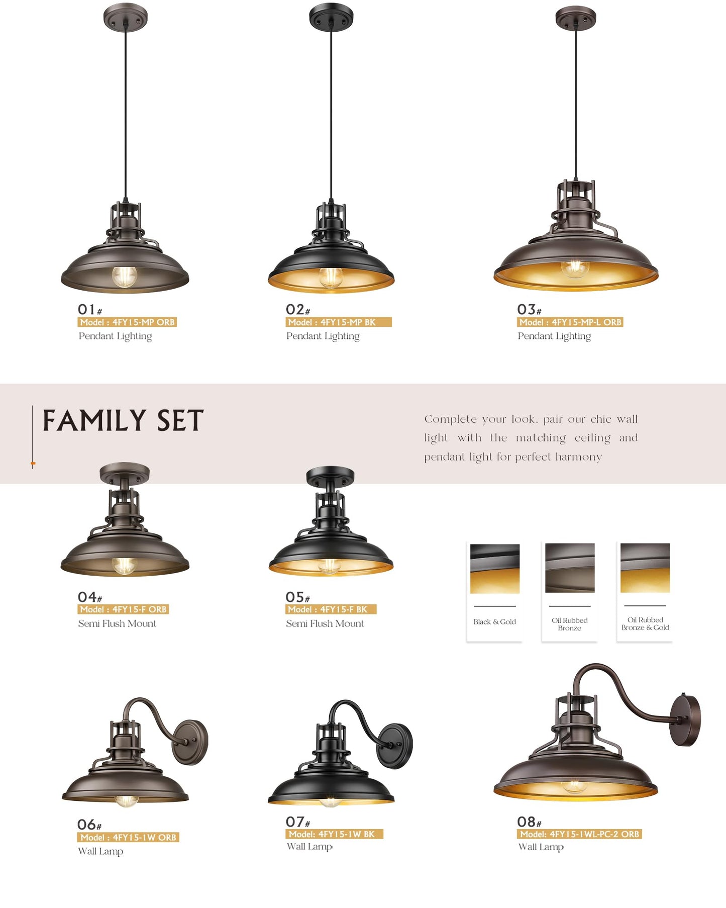 FEMILA Farmhouse Pendant Light,12" Barn Vintage Hanging Light Fixture for Kitchen Island, Adjustable Height,Oil Rubbed Bronze Finish, 4FY15-MP ORB