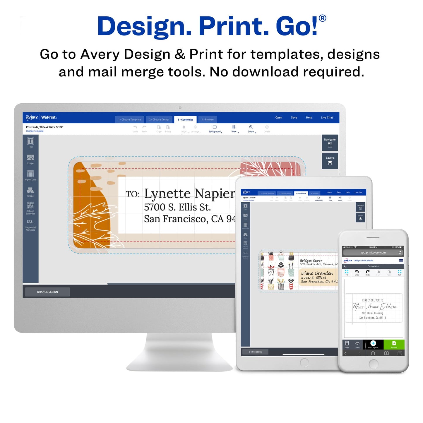 Avery Printable Shipping Labels with Sure Feed, 2" x 4", White, 2700 Blank Mailing Labels (5963)