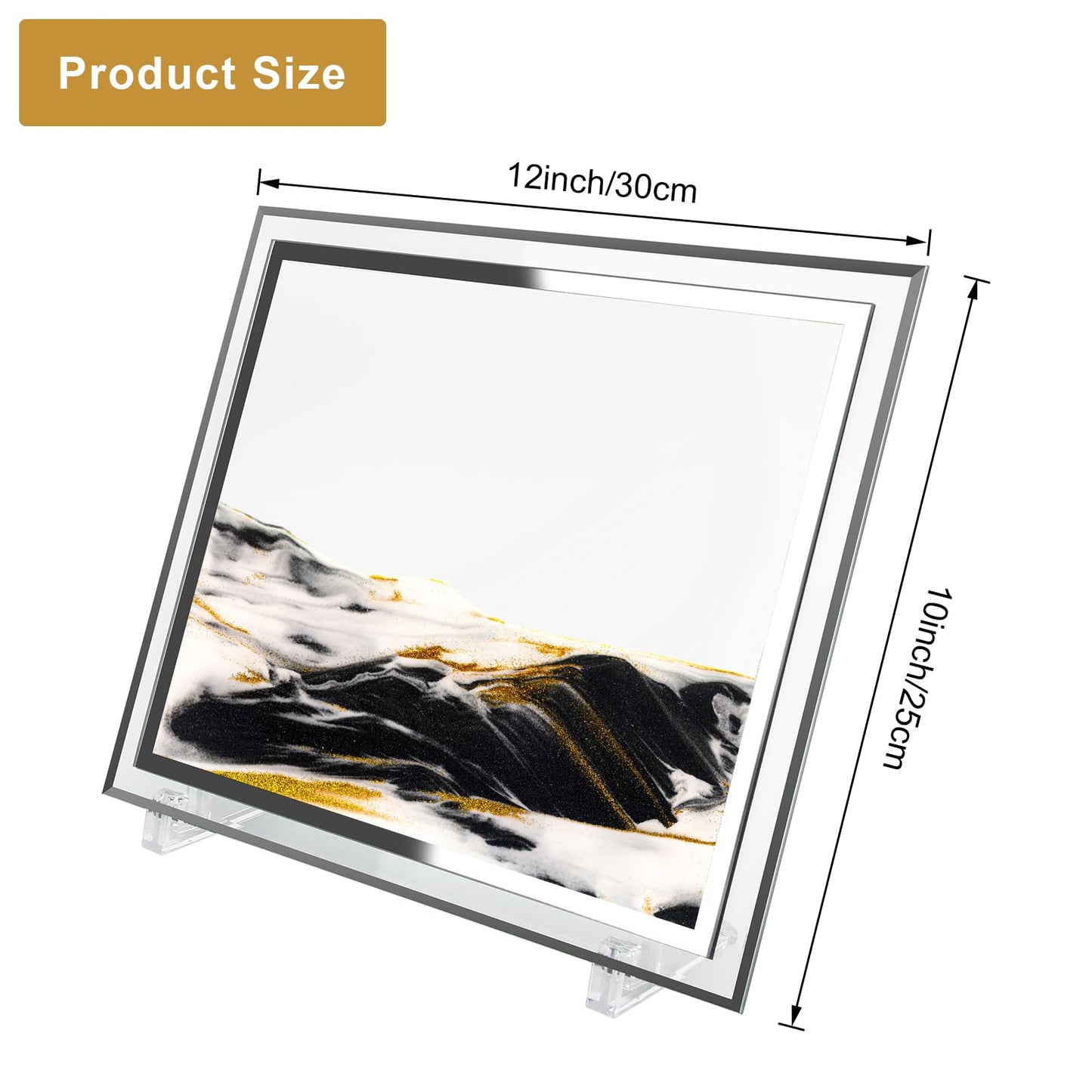 Coitak Moving Sand Art Picture, Dynamic Sand Picture, Golden Desktop Sand Art for Home Decor and Office