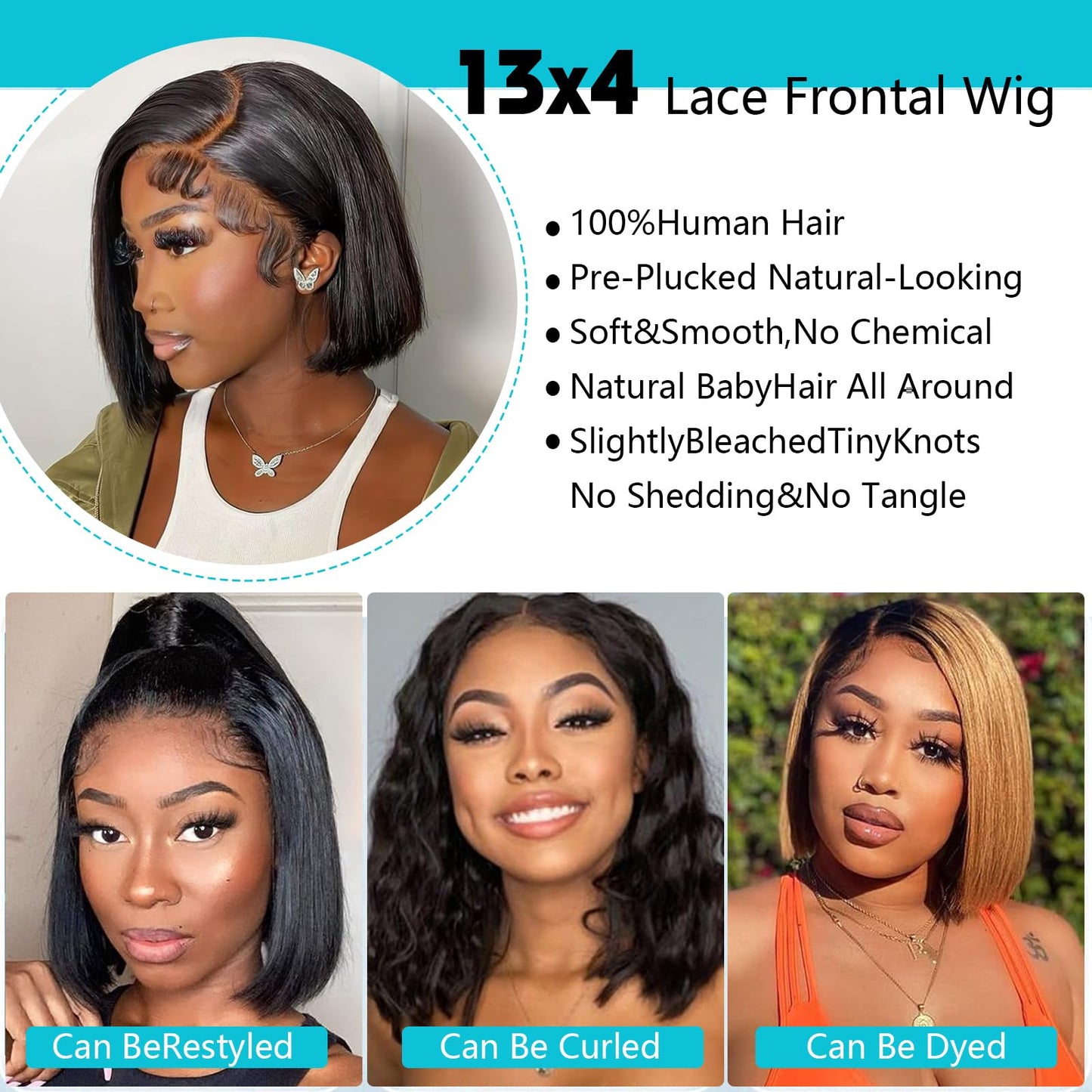 10Inch Bob Wig Human Hair 180 Density 13x4 HD Lace Frontal Short Straight Bob Wigs Human Hair Pre Plucked with Baby Hair Straight Bob Frontal Wigs For Women
