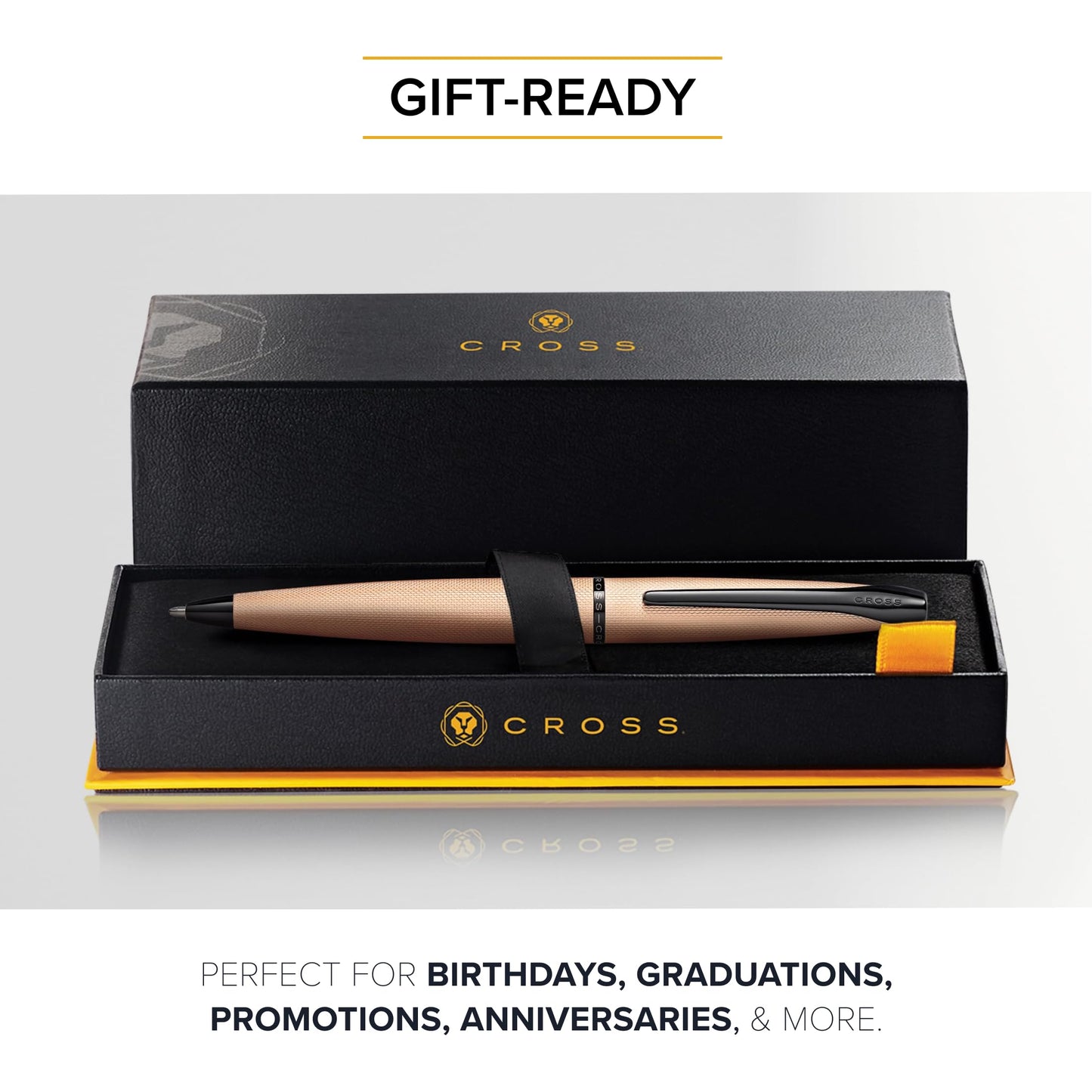 Cross ATX Brushed Rose Gold Ballpoint Pen - Refillable Pen for Smooth Writing - Black Ink - Comfortable Grip - Long-Lasting - Professional Office Supplies - Gift Box Included
