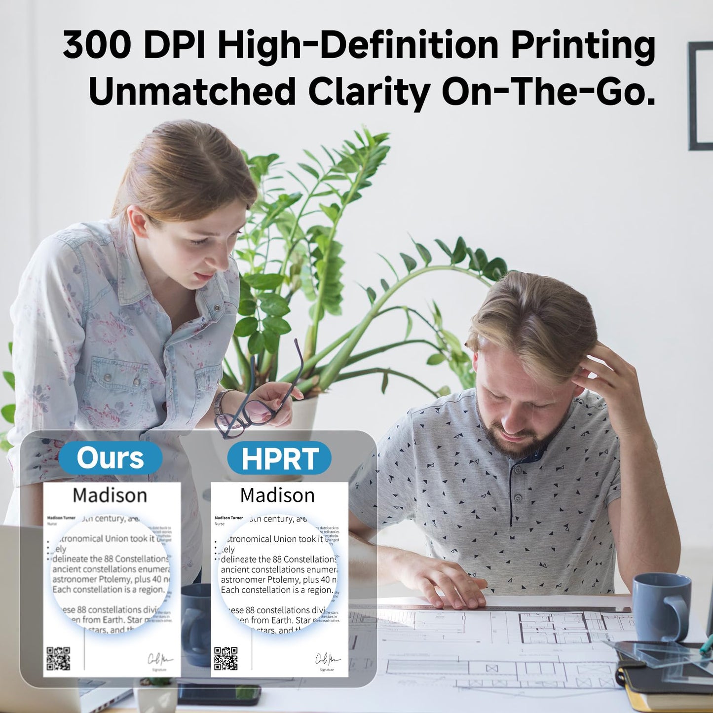 HPRT MT620 Portable Printer Wireless for Travel, Inkless Thermal Printer for iOS/Andorid/Laptop, Supports Thermal Paper & Labels,Supports 8.5"x 11"US Letter & A4, A5 for Office/Home/School/Vehicles