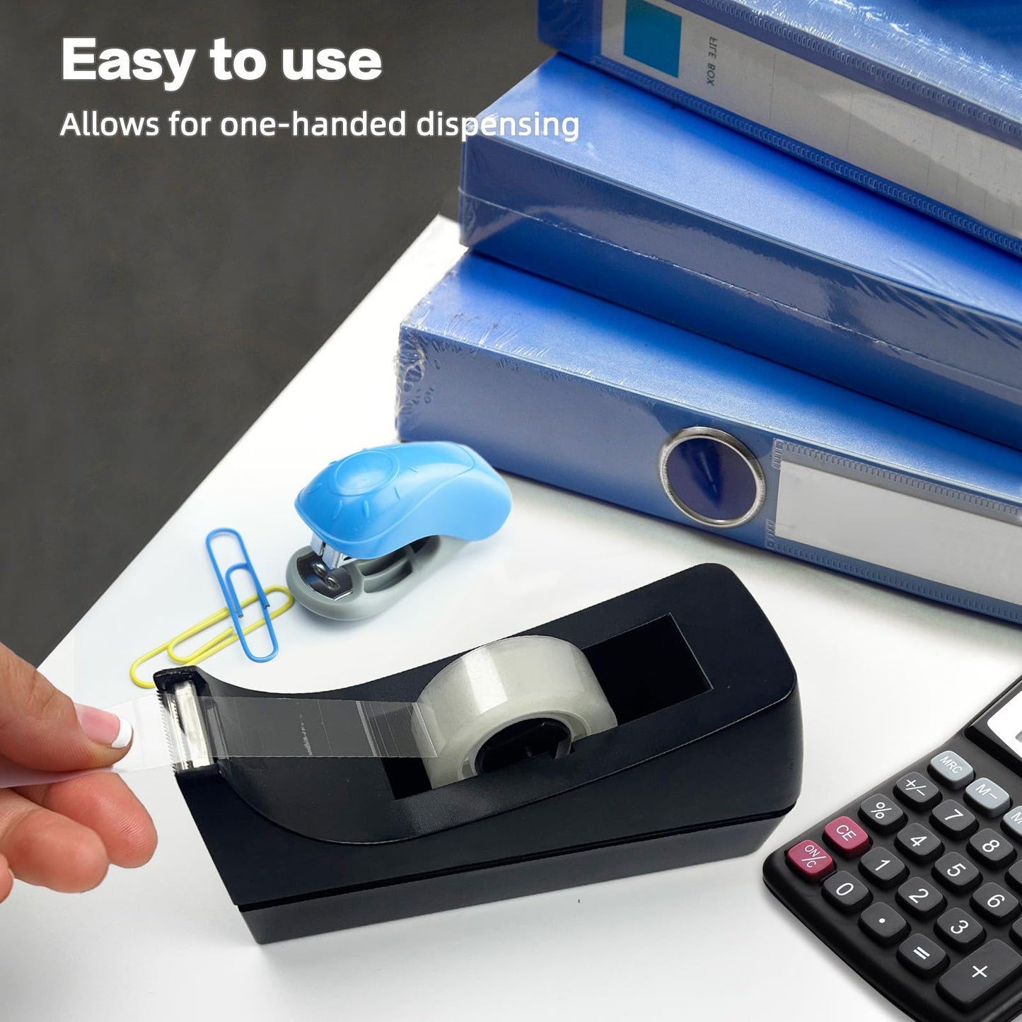 Ayearparty 10 Pack Desktop Tape Dispenser Bulk Black Tape Roll Dispenser Non Skid Base Desk Tape Holder for Office School Home (Tape Not Included)