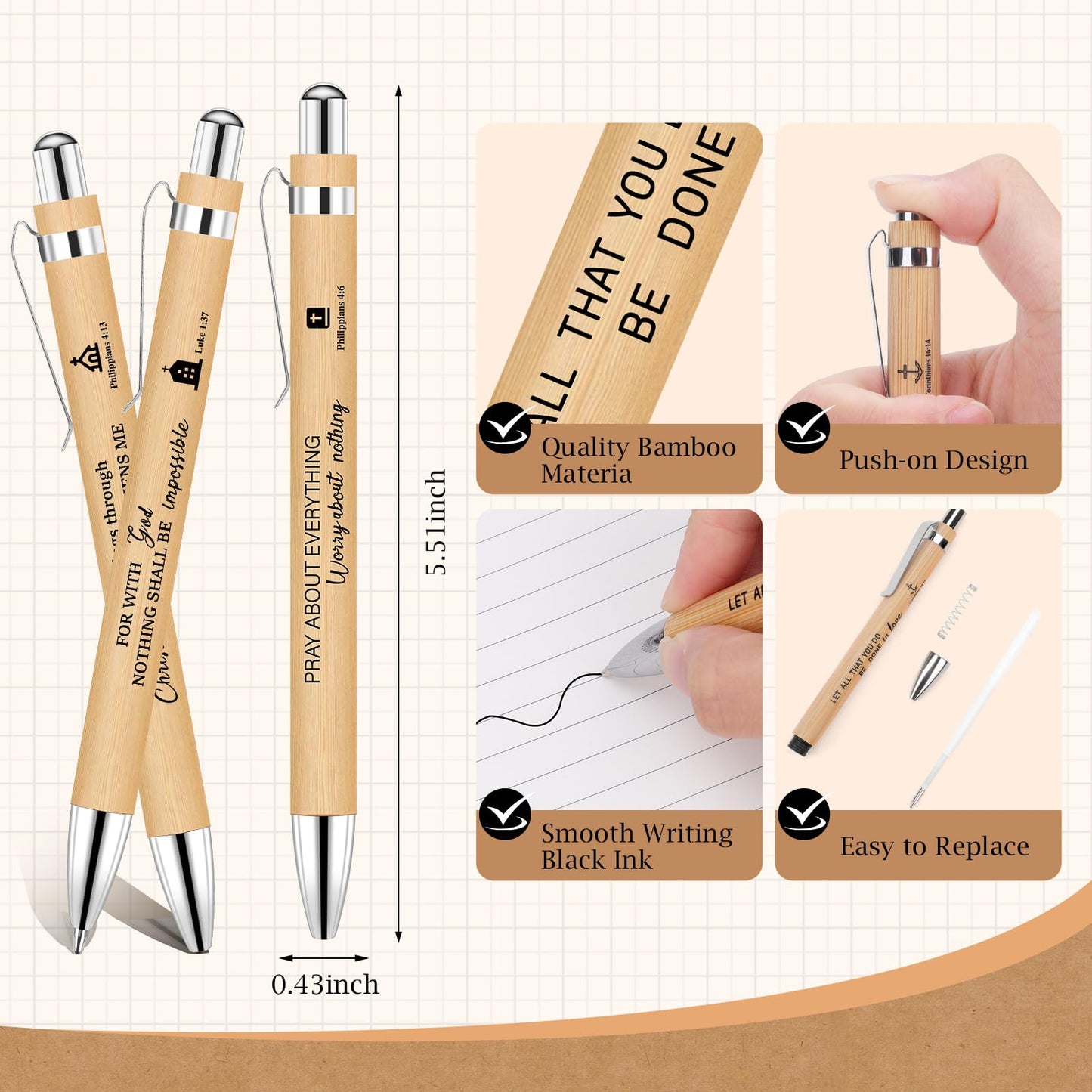 NEOACT 150 Pcs/50 Set Mothers Day Gifts, Bulk Christian Spiral Notebook with Bible Ballpoint Pen and Bookmark, Prayer Journal Christian Gifts for Women, Bible Study Groups, Church Members and Church Families