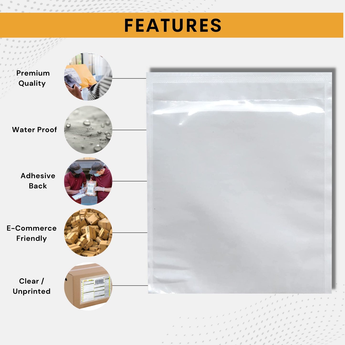 1000 Pack 7"x10" Shipping Label Sleeves - Packing Slip Envelope Pouches with Self-Adhesive Peel & Seal - Clear Unprinted Plastic & Waterproof Mailing List Holder Ideal for Labels, Invoice & Documents