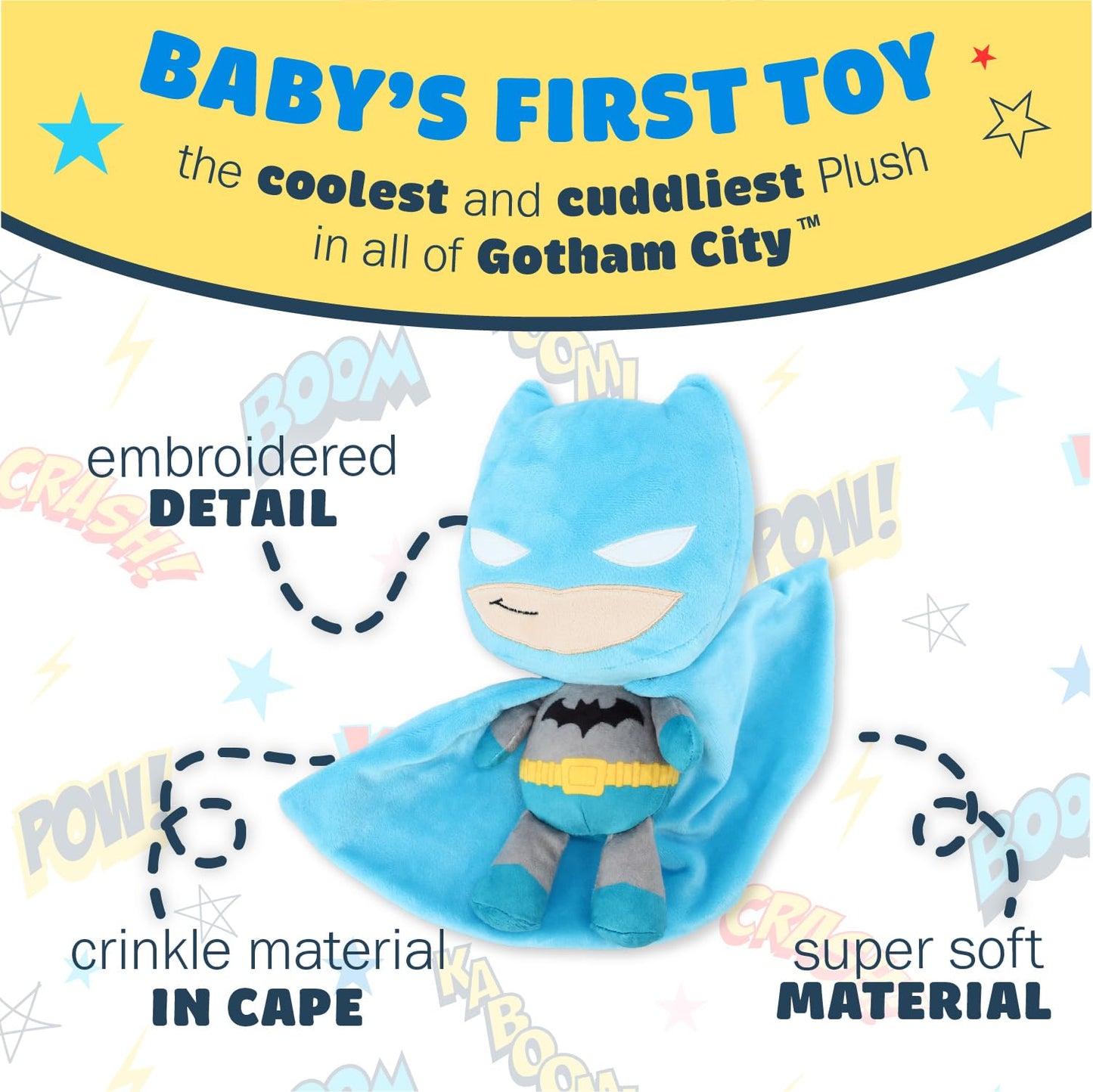 KIDS PREFERRED DC Comics The Batman Soft Huggable Weighted Stuffed Animal Cute Plush Toy for Toddler Boys and Girls, Gift for Kids, Dark Knight 10 inches