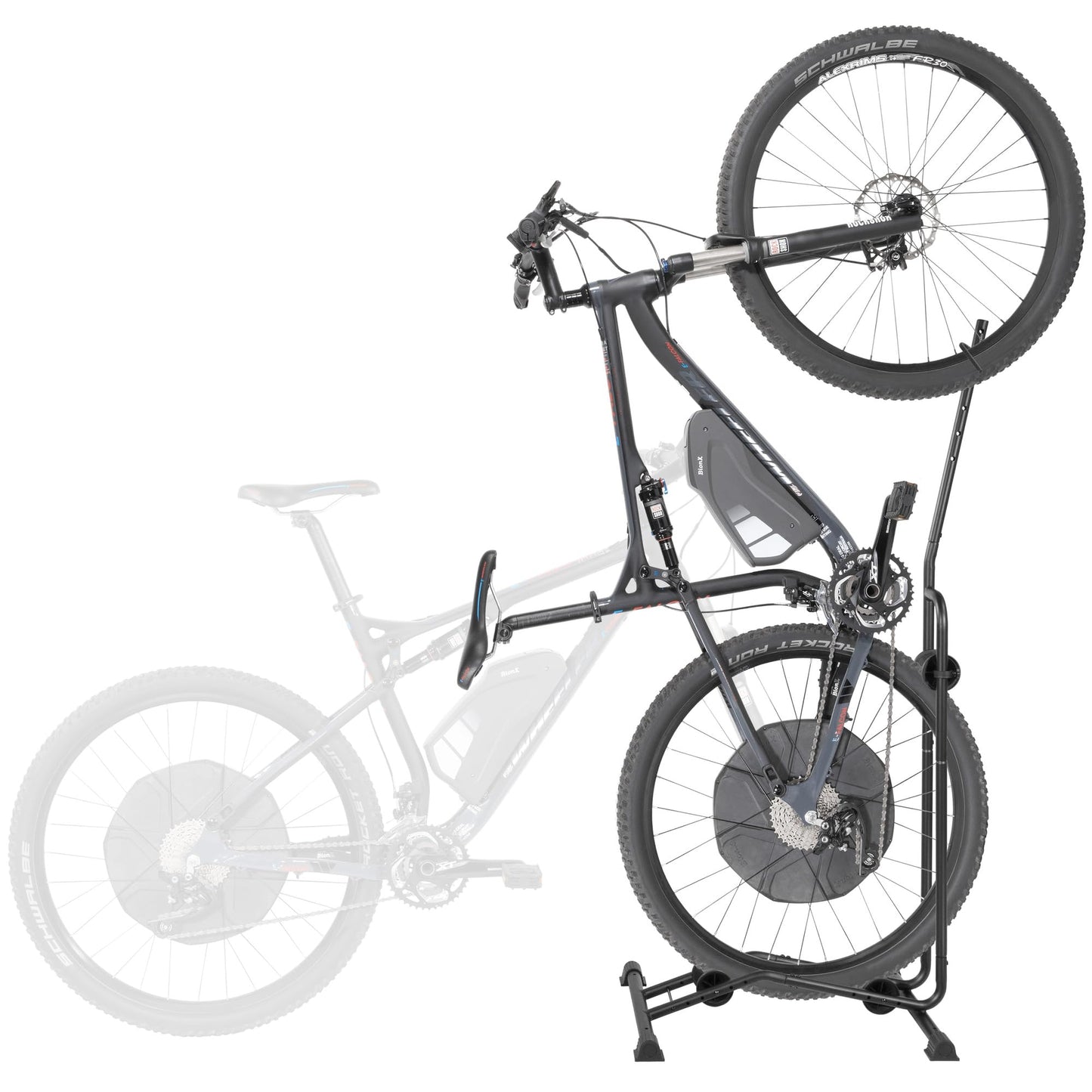 CyclingDeal Upright Bike Stand - Premium Quality Vertical & Horizontal Adjustable Bicycle Floor Parking Rack - for Storing MTB Road Bikes - up to 29” Wheel Size - for E Bike - 1 Bike