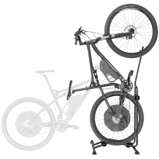 CyclingDeal Upright Bike Stand - Premium Quality Vertical & Horizontal Adjustable Bicycle Floor Parking Rack - for Storing MTB Road Bikes - up to 29” Wheel Size - for E Bike - 1 Bike