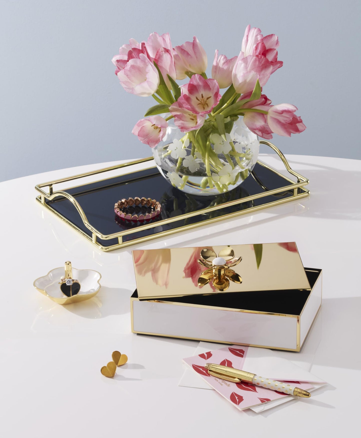kate spade new york Make It Pop Large Floral Box, Gold
