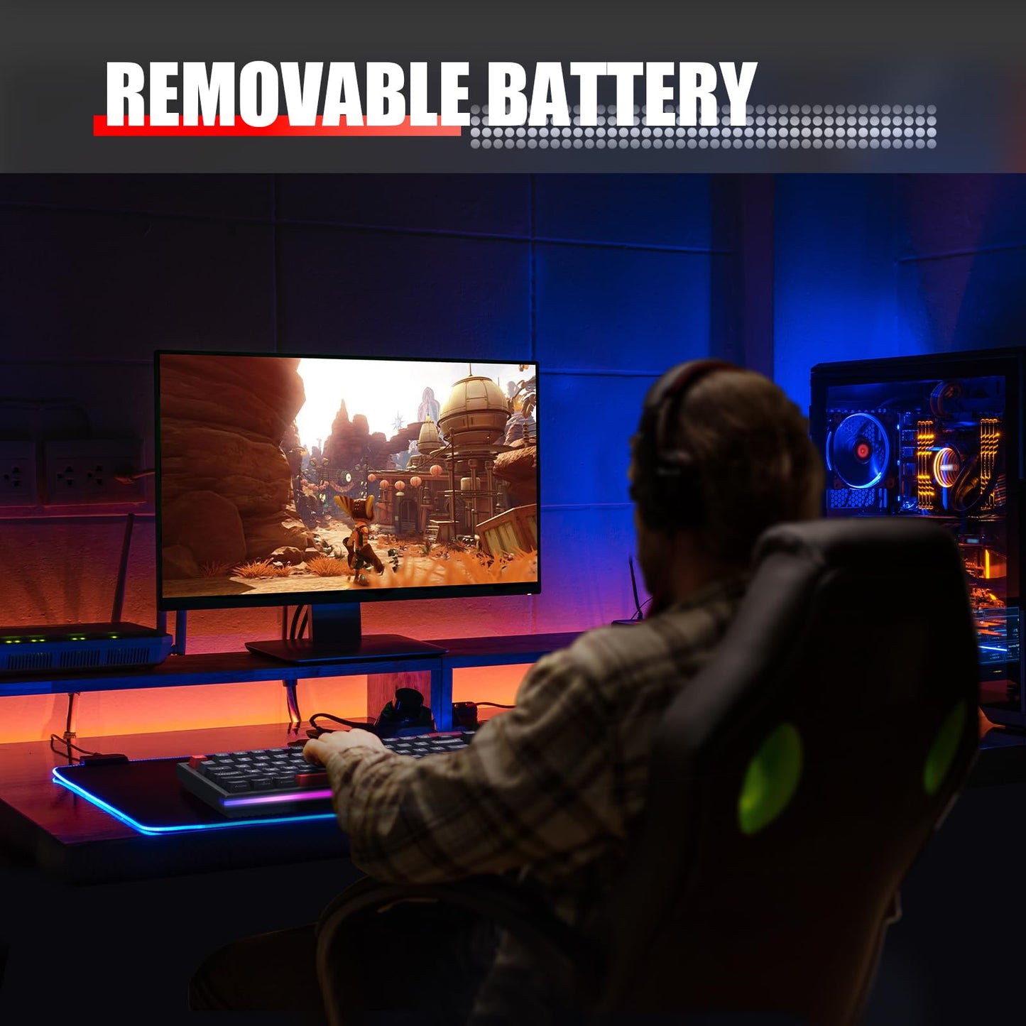 KEMOVE K98 Wireless Gaming Mechanical Keyboard with BT5.0/2.4G/Type-C,RGB Backlight,98 Keys Hot-Swappable,4000mAh Massive Battery,Software Support,Diamond Silence Red Switch