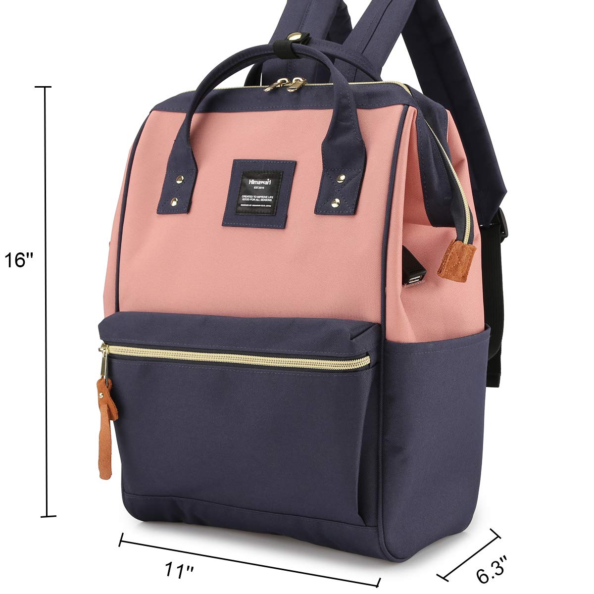 Himawari Laptop Backpack for Women&Men,Wide Open Large USB Charging Port 15.6 Inch Laptop Doctor College Work Bag (XK-05#-USB L）