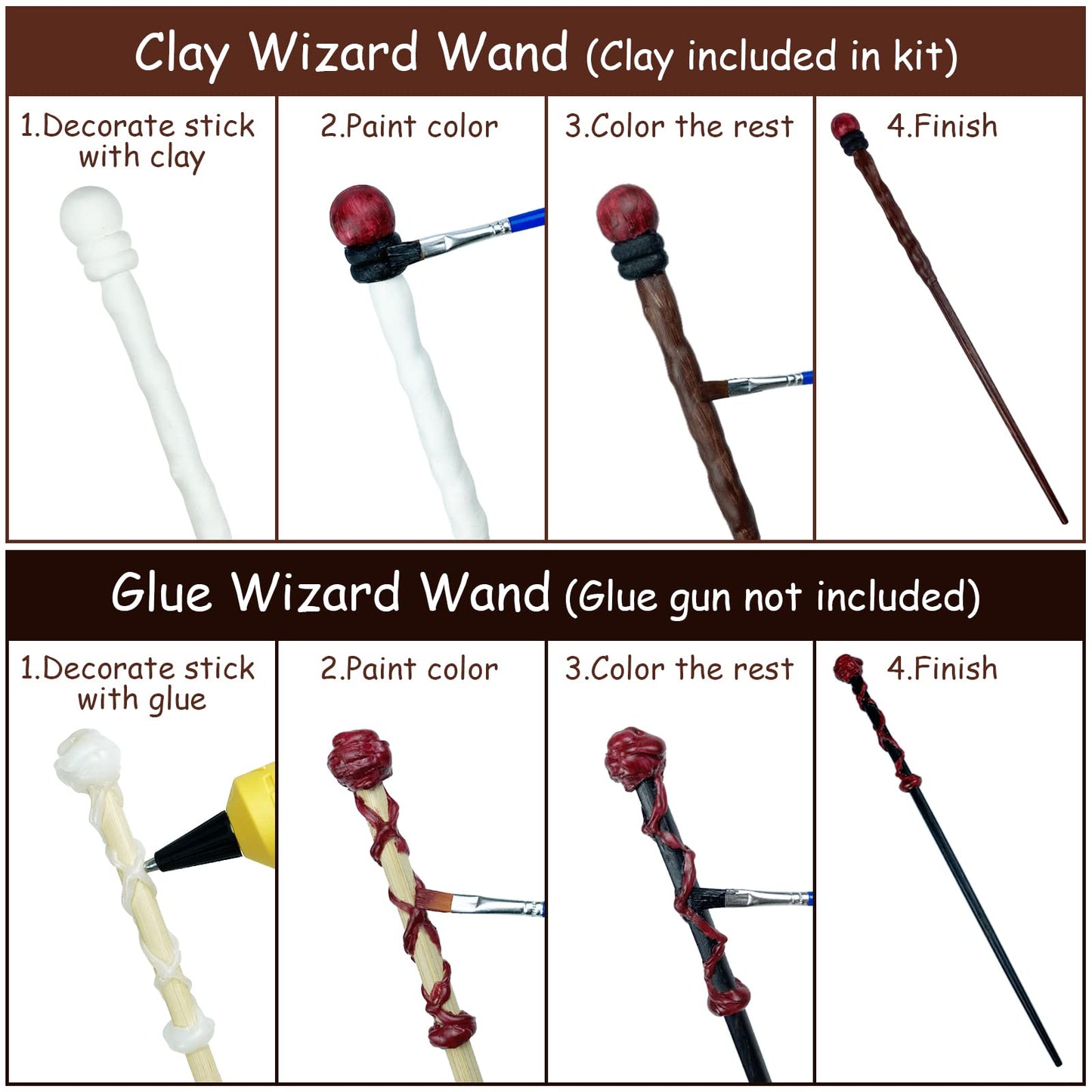 Magic Wizard Wand Making Kit DIY Craft Set for Kids Adult Make Your Own Wands Birthday Party Gift 45-Piece (16 wands)