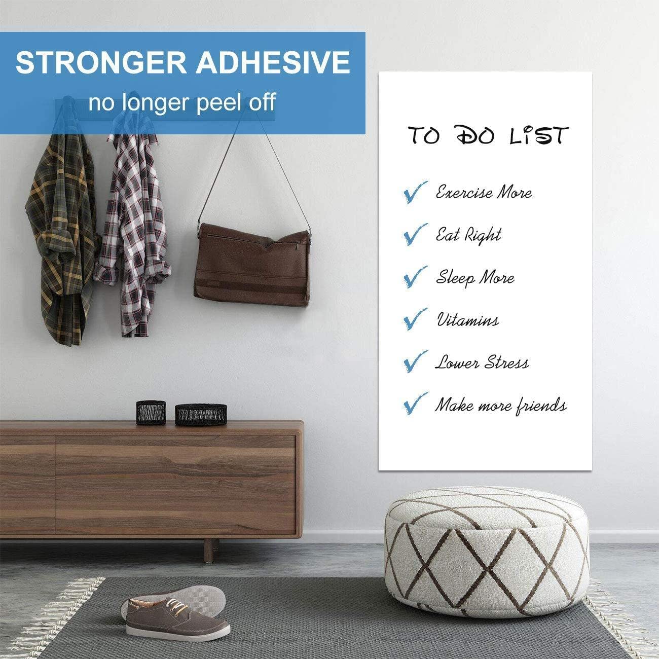 Dry Erase Sticker for Wall, White Board Stickers, 4' x3' Whiteboard Wall Paper Roll, 48 x 36 inches Dry Erase Paper, AFMAT White Board Stick on Wall, PET Dry Erase Surface, No Ghost, 3 Markers