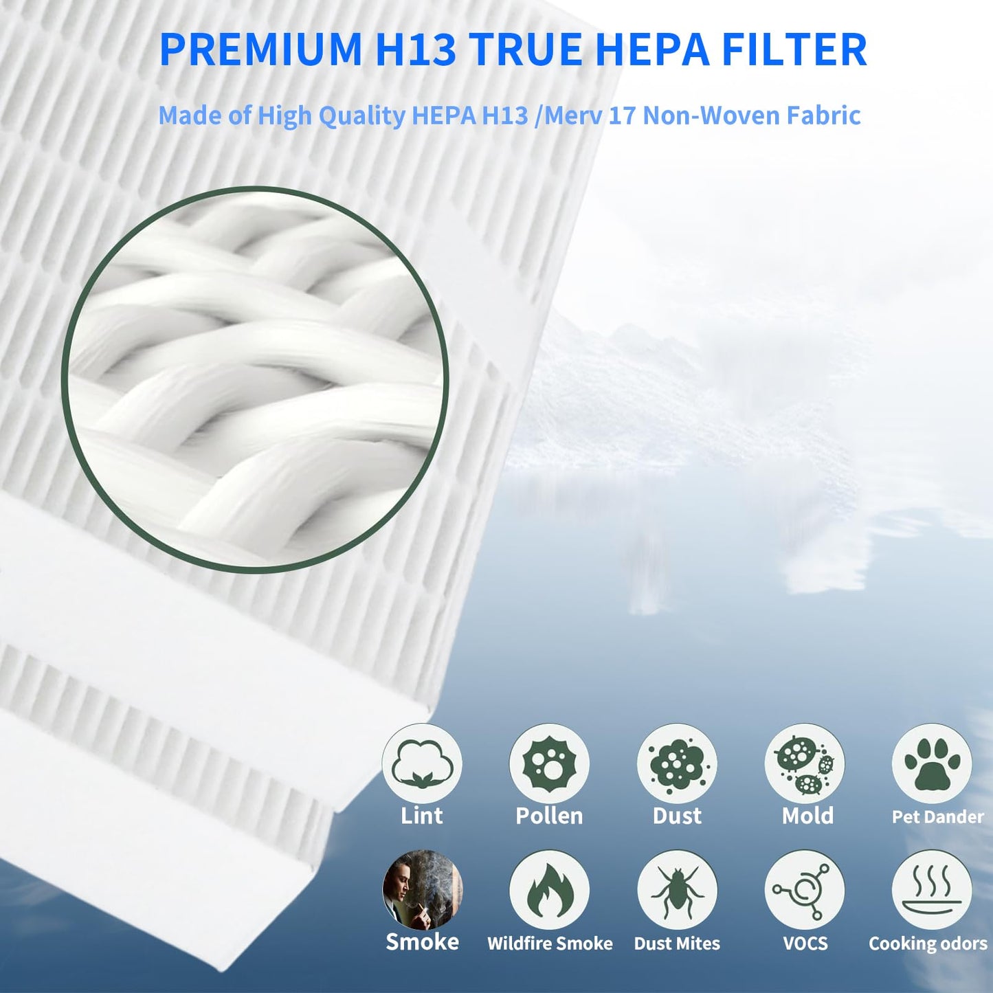 HPA5200B True HEPA Replacement Filter Compatible with Honeywell InSight HPA5200B HPA5250 Air Purifiers, PowerPlus HPA3200, Replace HRF-R2(2Filter R) HRFSC1(2Filter S) HRF-A200(4Filter A) HRF-ARVP200