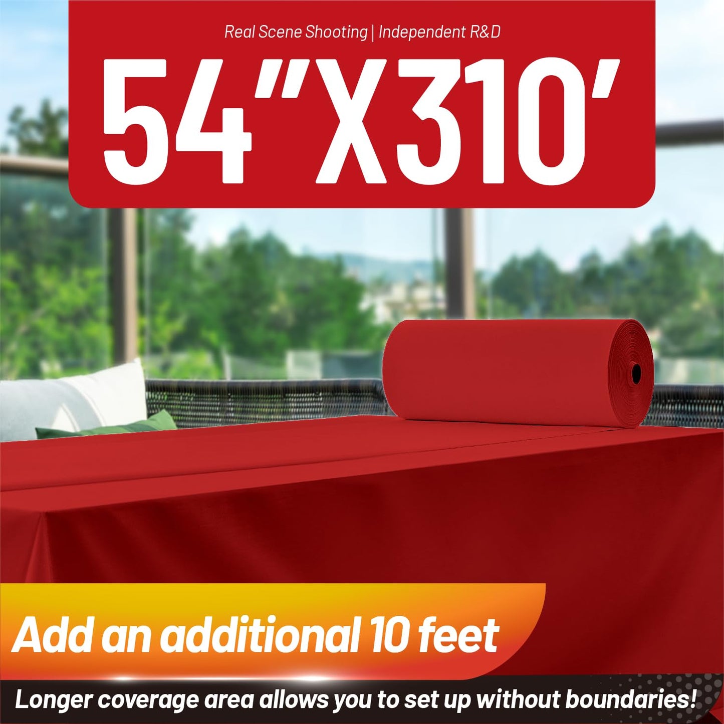 Plastic Table Cloth, 310 Ft X 54 in Disposable Tablecloth Red Tablecloth Premium PEVA Plastic Table Cloth Disposable with Any Cut Sliding Cutters for Picnics, Parties, Birthdays, Festivals