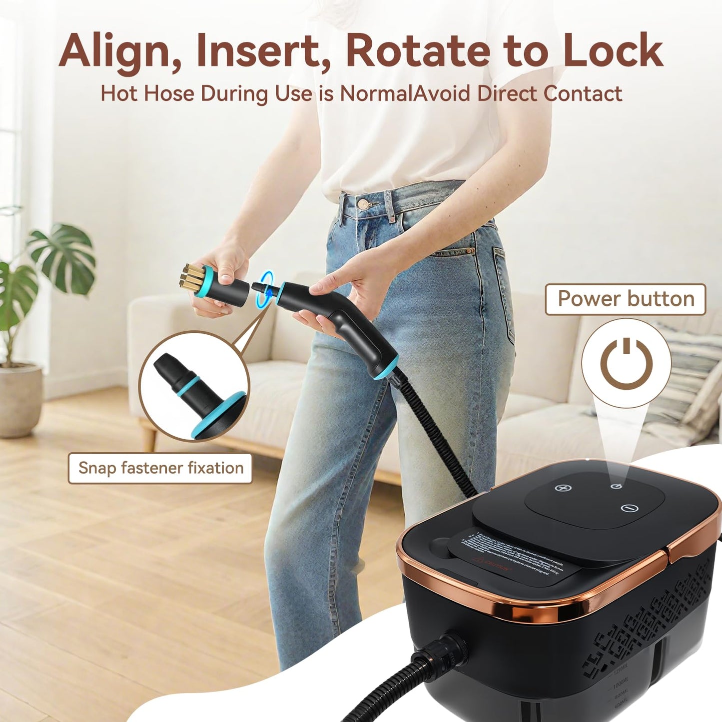 Handheld Steam Cleaner with 1.32 Quarts Tank & 15s fast Heat-Up, 13 Attachments.Portable High Pressuer Hand Held Stemer for home,Kitchen, Bathroom, Windows and Floors.Steamer for Cleaning