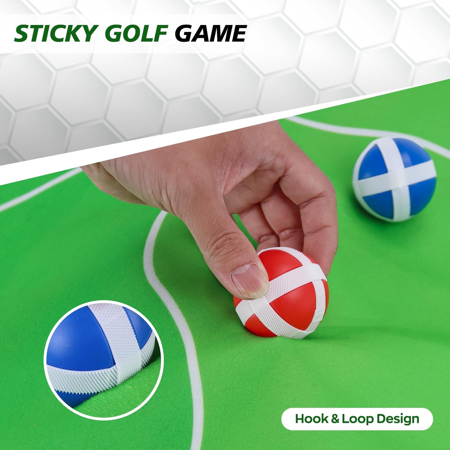 Portable Golf Chipping Game Set for Dads & Junior Golfers, Indoor, Outdoor Backyard & Lawn Fun with 24 Sticky Balls, Putting Mat, 2 Putter & Carry Bag - Family Golf Gifts