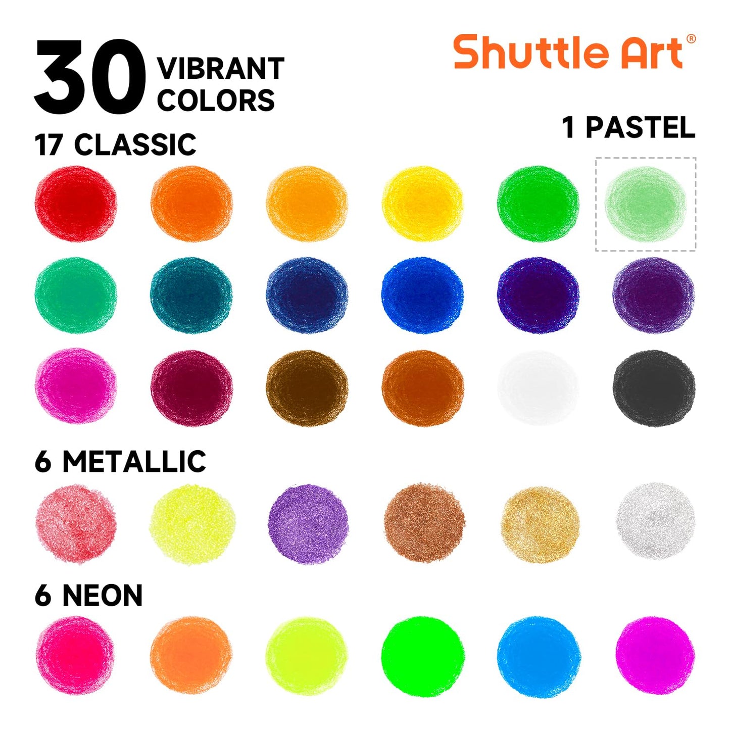 Tempera Paint Sticks, Shuttle Art 31 Pack Solid Tempera Paint Set, 30 Colors with 1 Drawing Pad for Kids, Washable, Super Quick Drying, Works Great on Paper Wood Glass Ceramic Canvas