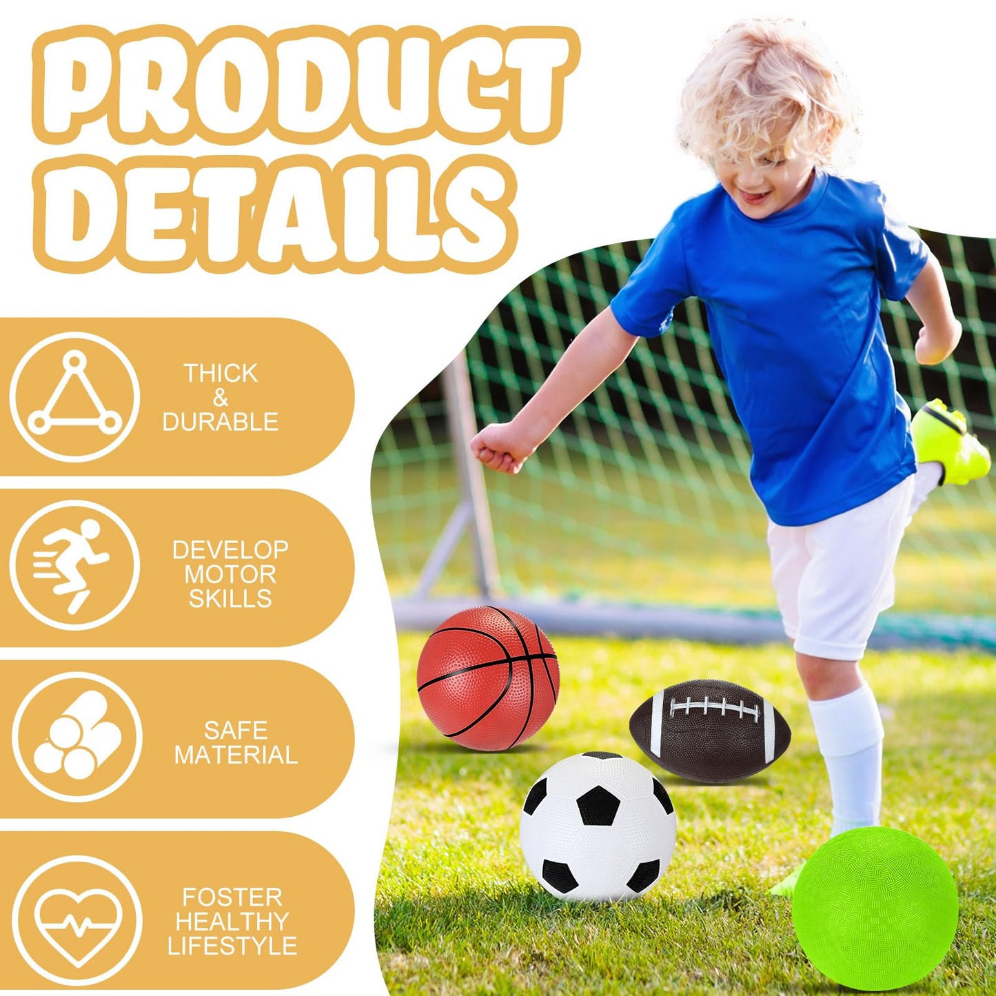 RoundFunny Pack of 36 Operation Christmas Balls Bulk with Pump for Kids 5" Deflated Soccer Basketball Football 6.3" Playground Balls Christian Charity Donation Supplies for Toddlers Indoor Outdoor