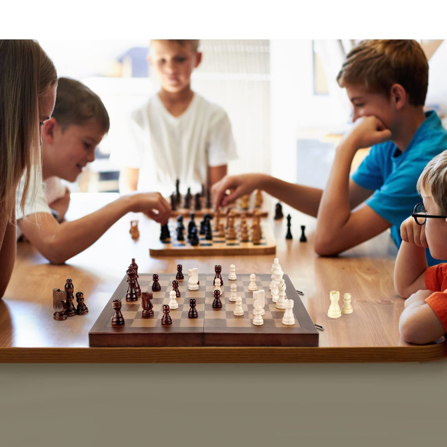Magnetic Wooden Chess Set for Adults Kids 12'' Chess Board with Handmade Pieces, Folding Portable Travel Unique Chess Sets Game for Tournament Professional Beginner